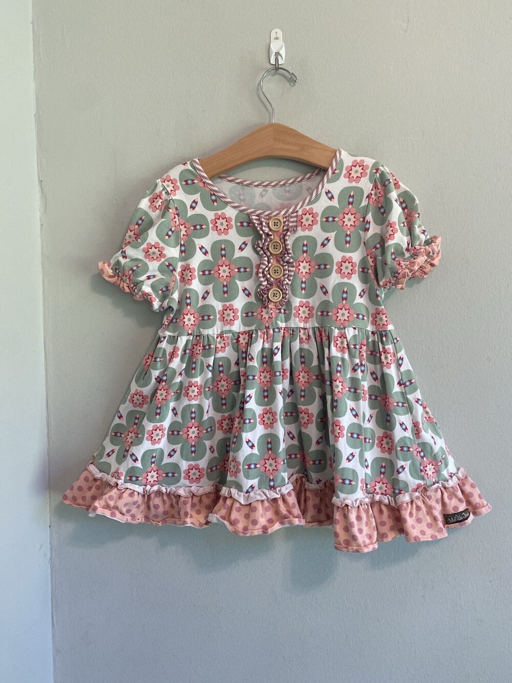 Rare Matilda Jane Girls Babydoll Patchwork Print Top Size 8-10